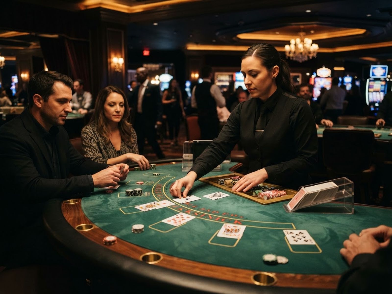 Table de blackjack en direct avec cartes