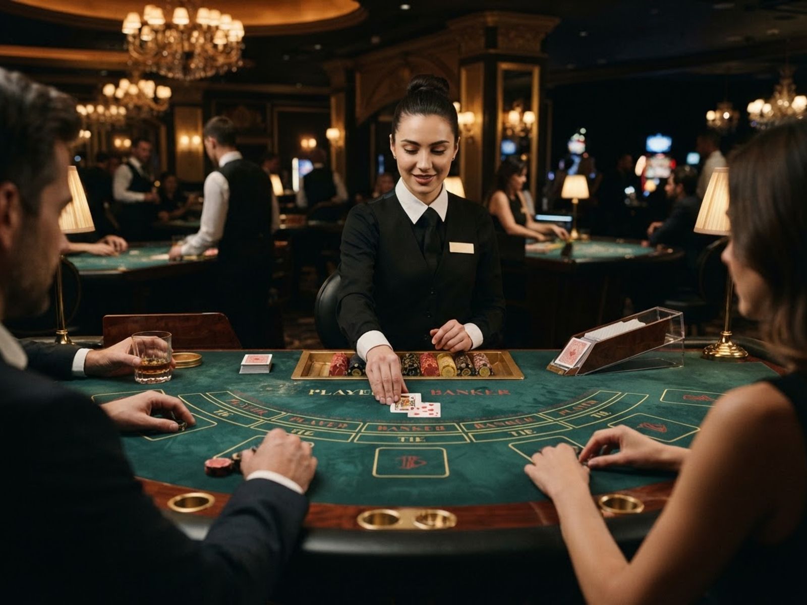 Table de baccarat en direct avec cartes
