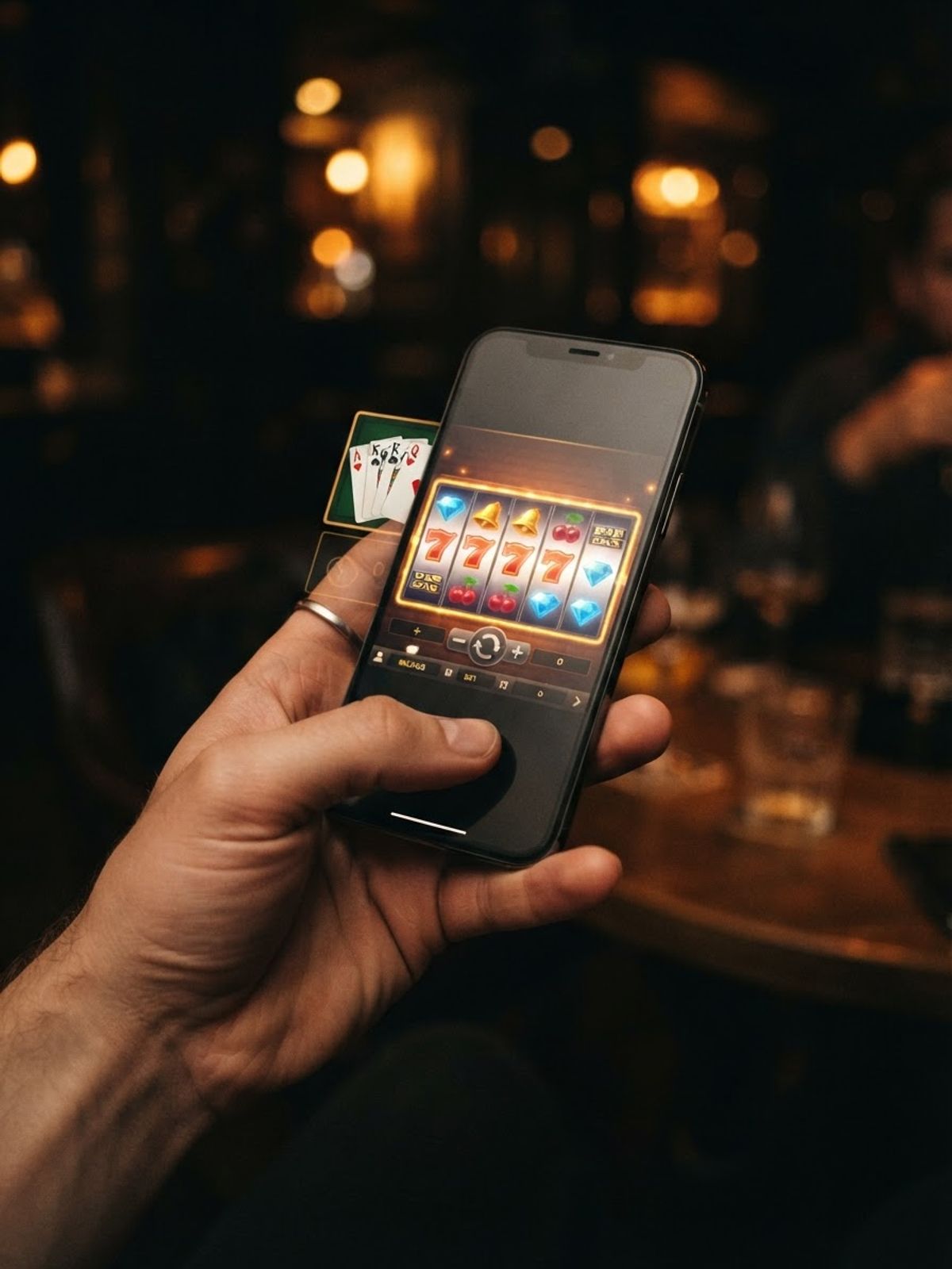 Smartphone affichant un casino en ligne