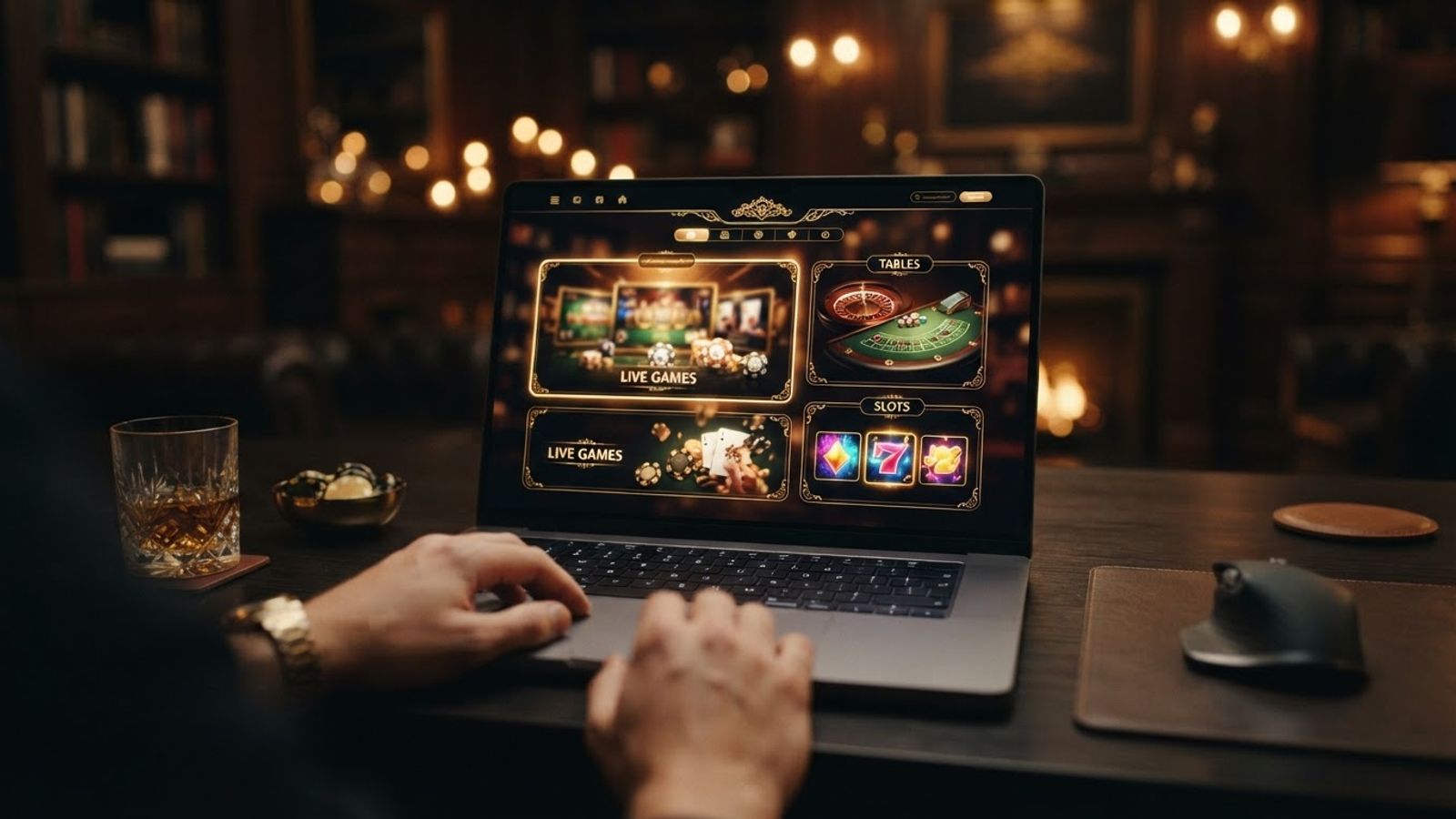 Vue panoramique d'un casino en ligne élégant