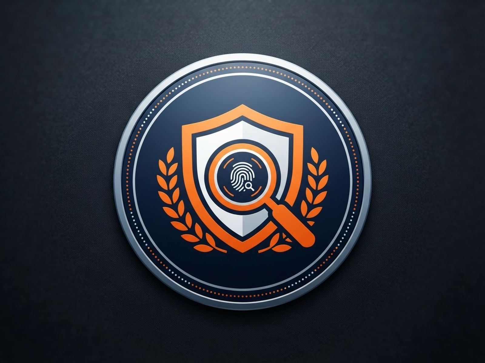 Loupe et bouclier sur badge de sécurité